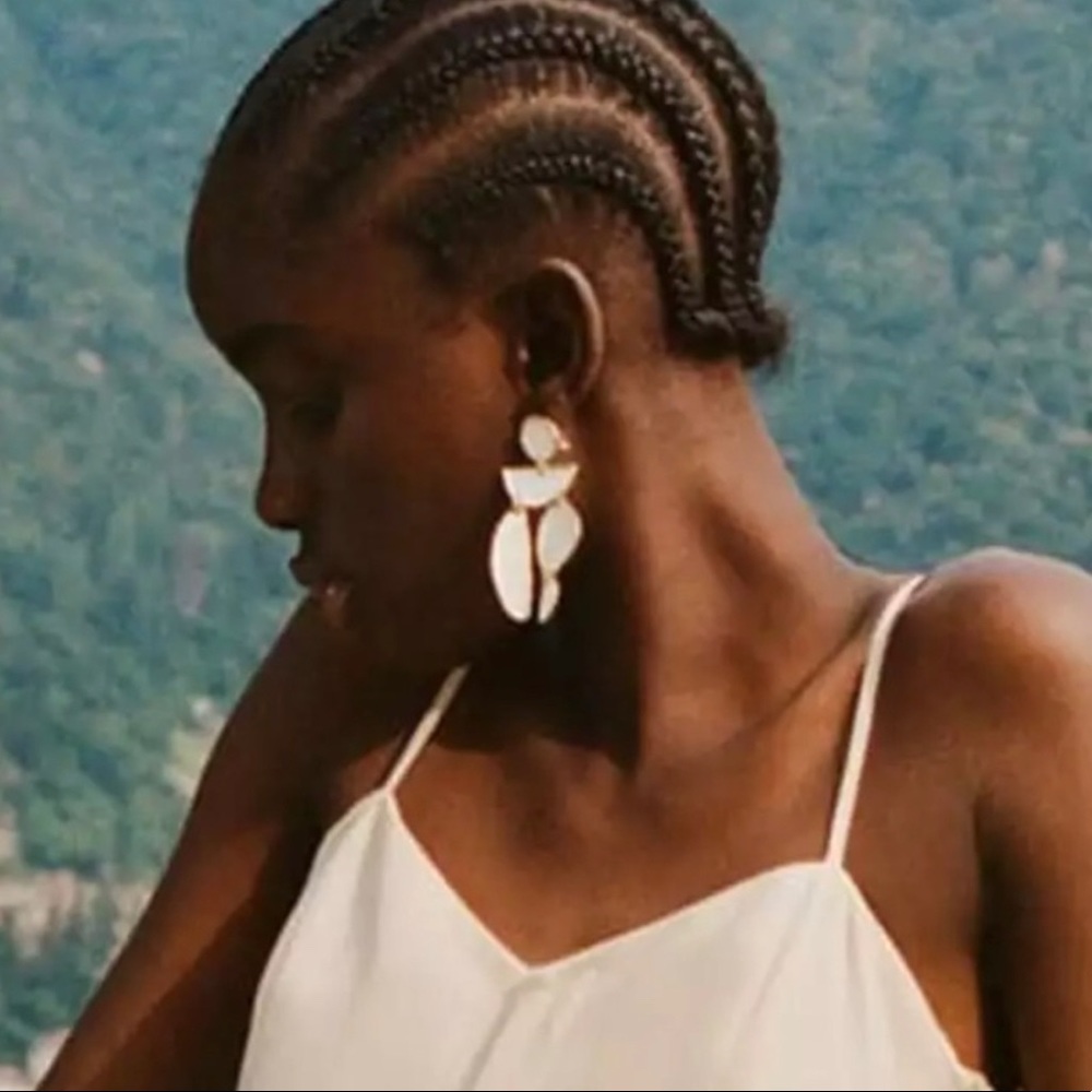 Zara white drop earrings